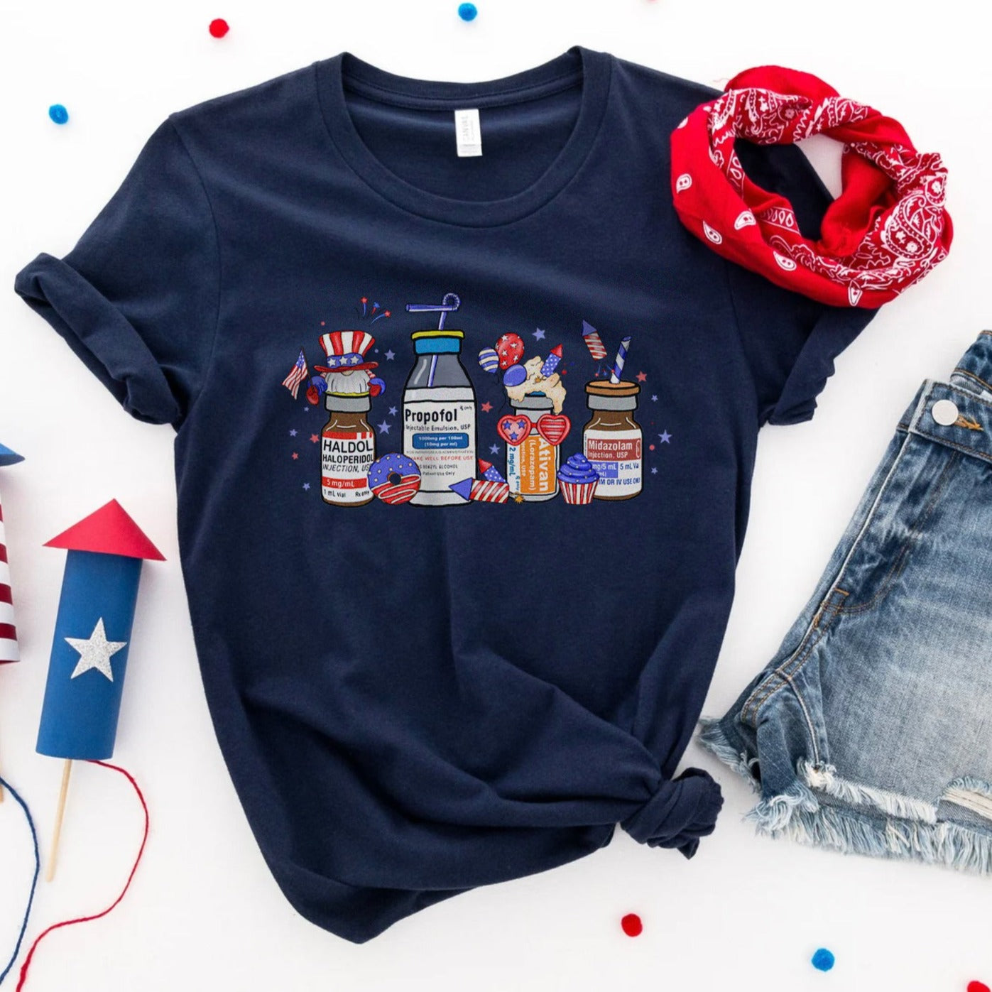 4thjulypropofolnavy Firecracker Propofol T-Shirt - Image 5