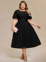 Plus Size Sequin Leaf Midi Evening Dress - Image 10