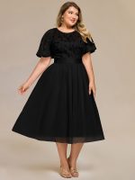 Plus Size Sequin Leaf Midi Evening Dress - Image 13