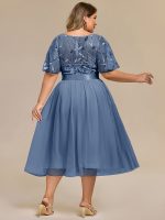 Plus Size Sequin Leaf Midi Evening Dress - Image 3
