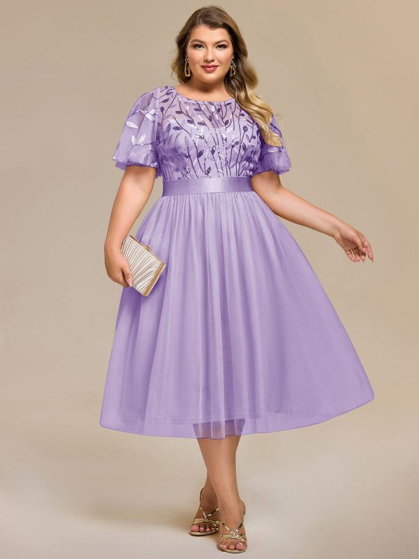 Plus Size Sequin Leaf Midi Evening Dress - Image 31