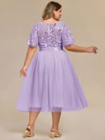 Plus Size Sequin Leaf Midi Evening Dress - Image 32