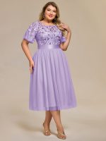 Plus Size Sequin Leaf Midi Evening Dress - Image 33