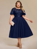 Plus Size Sequin Leaf Midi Evening Dress - Image 40