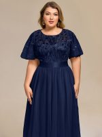 Plus Size Sequin Leaf Midi Evening Dress - Image 44