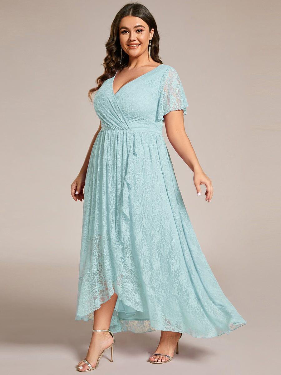 EE01489BL-PR3_ca9ce7dd-323c-4b02-883f-e50faf7fa930 Plus Size Short Sleeve Ruffled V-Neck A-Line Lace Wedding Guest Dress - Image 65