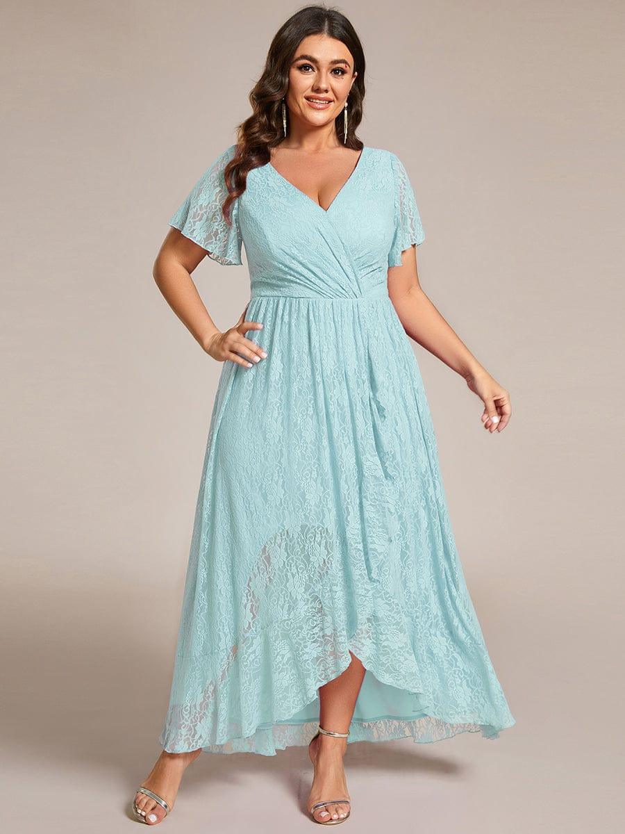 EE01489BL-PR4_2eab289c-f3a8-4cf6-9123-bb38f853f192 Plus Size Short Sleeve Ruffled V-Neck A-Line Lace Wedding Guest Dress - Image 62