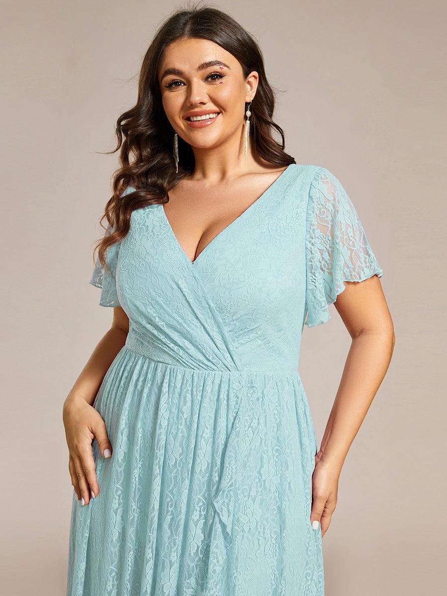 EE01489BL-PR5_6d645720-31de-497e-b2cb-96ad9bcb26c7 Plus Size Short Sleeve Ruffled V-Neck A-Line Lace Wedding Guest Dress - Image 64