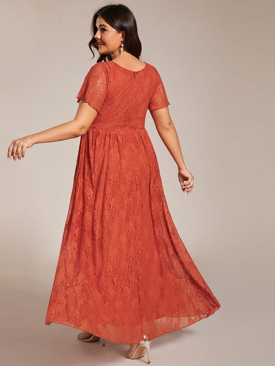 EE01489BO-PR2_231e4723-b05d-4a0d-b2ee-b041f9084c7e Plus Size Short Sleeve Ruffled V-Neck A-Line Lace Wedding Guest Dress - Image 43