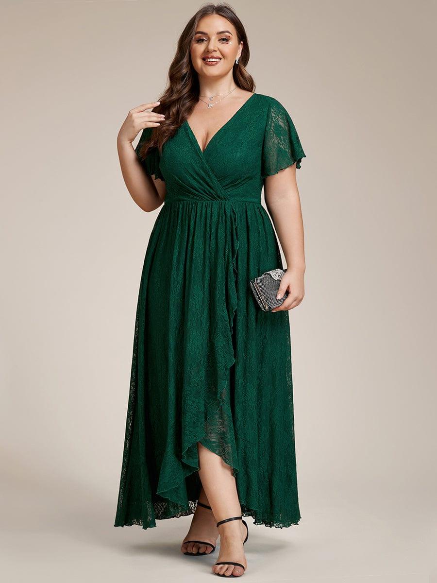 EE01489DG-PR4_9f758b33-5051-432b-b457-e3f02acdfa96 Plus Size Short Sleeve Ruffled V-Neck A-Line Lace Wedding Guest Dress - Image 37