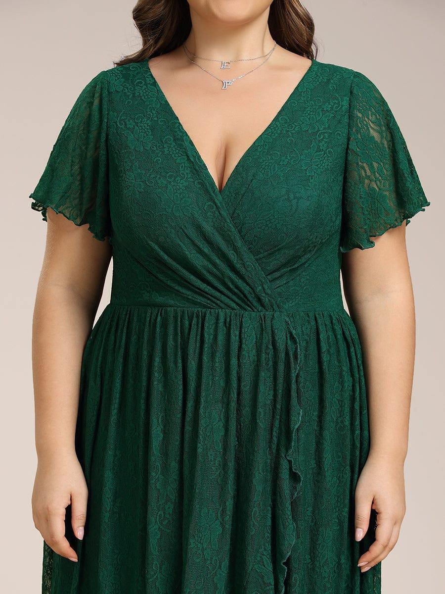 EE01489DG-PR5_9c1bced2-11ec-43ed-8847-a42692f6e69d Plus Size Short Sleeve Ruffled V-Neck A-Line Lace Wedding Guest Dress - Image 39