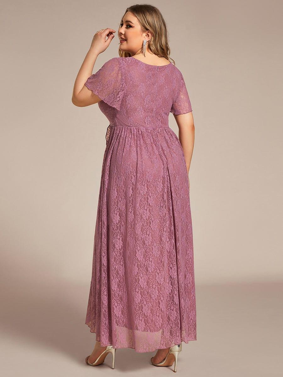 EE01489OD-PR2_cbbeee6a-d004-468c-abcf-6ad67746fd57 Plus Size Short Sleeve Ruffled V-Neck A-Line Lace Wedding Guest Dress - Image 30