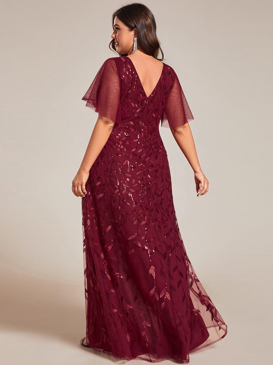 EE02083BD-PR2_63348df7-f22a-437f-8751-438dc17ba8f6 Short Sleeves Sequin High Low V-Neck Midi Formal Evening Dress - Image 22