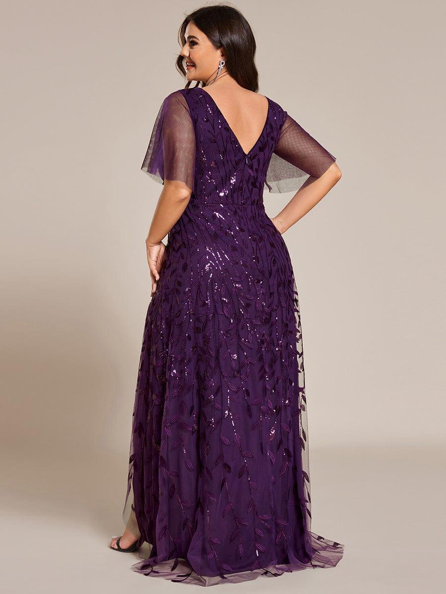 EE02083DP-PR2_1b5e4c48-140f-4f30-ae33-7638f290e18b Short Sleeves Sequin High Low V-Neck Midi Formal Evening Dress - Image 91