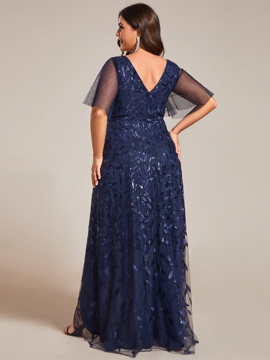 EE02083NB-PR2_18a7bad4-36a0-4136-85d2-53b59452a4ae Short Sleeves Sequin High Low V-Neck Midi Formal Evening Dress - Image 12