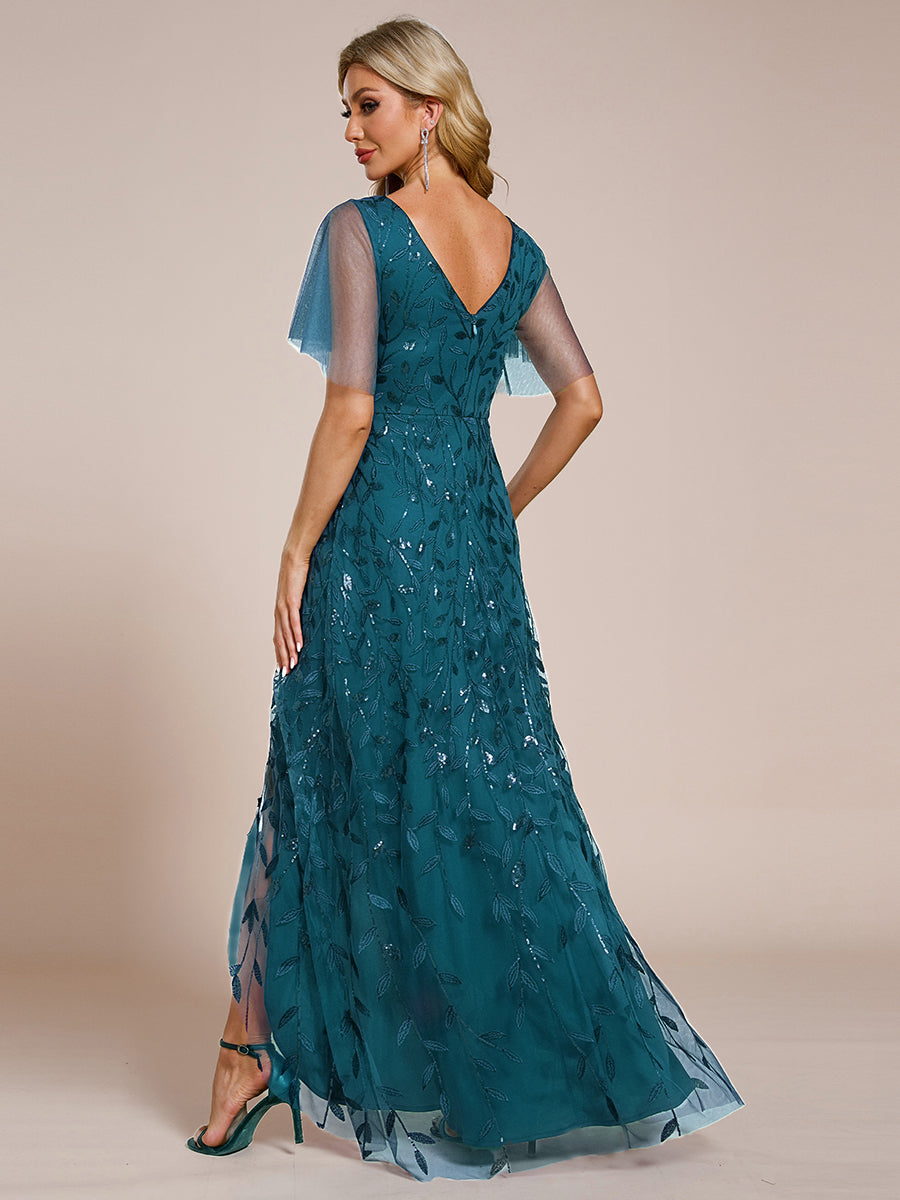 EE02083TE-R2_62f029ae-edf5-4930-812f-0f3a54cf74b0 Short Sleeves Sequin High Low V-Neck Midi Formal Evening Dress - Image 104