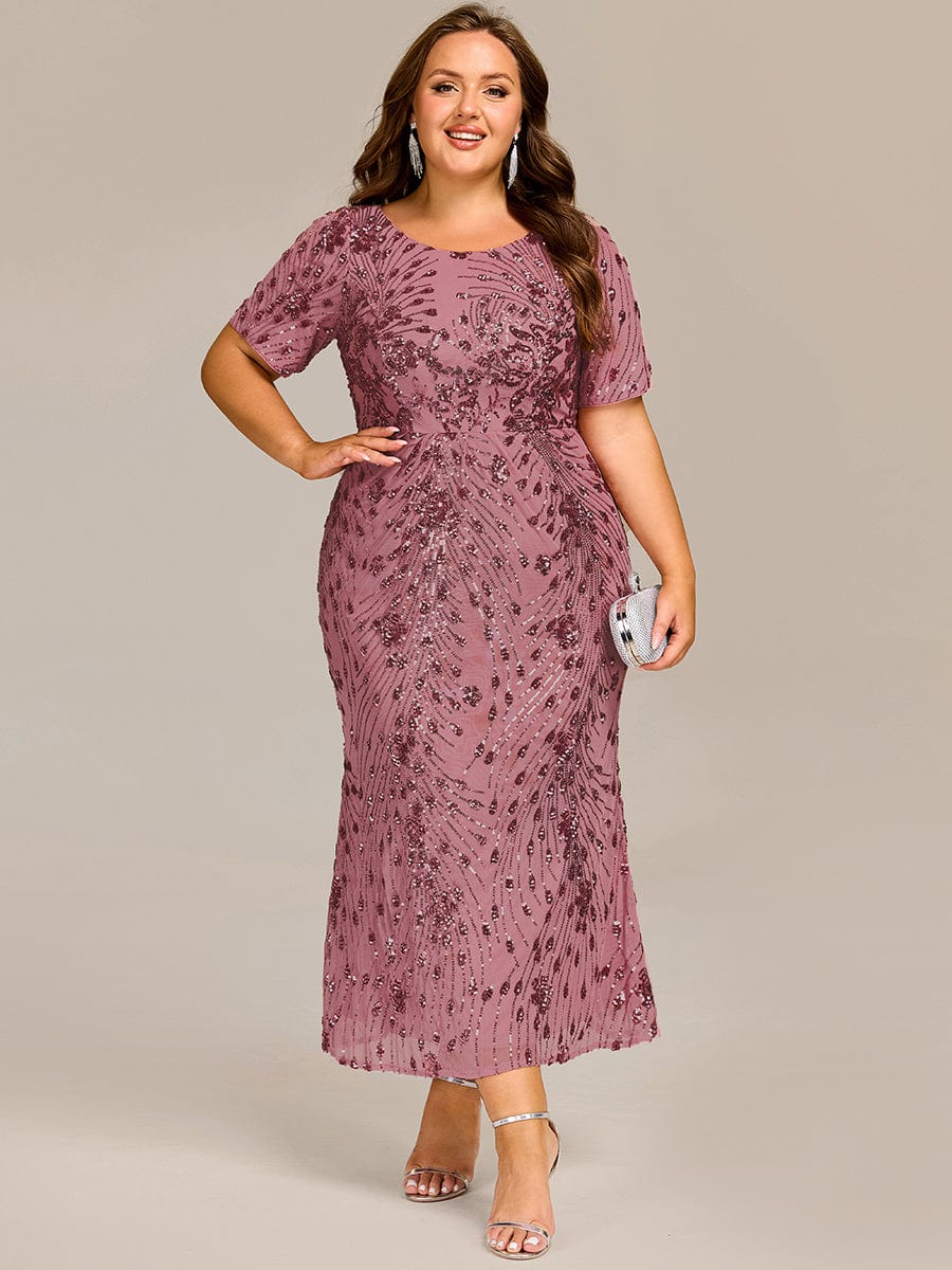 EE02387OD-PR Plus Size Sequin Mermaid Formal Dress - Image 1