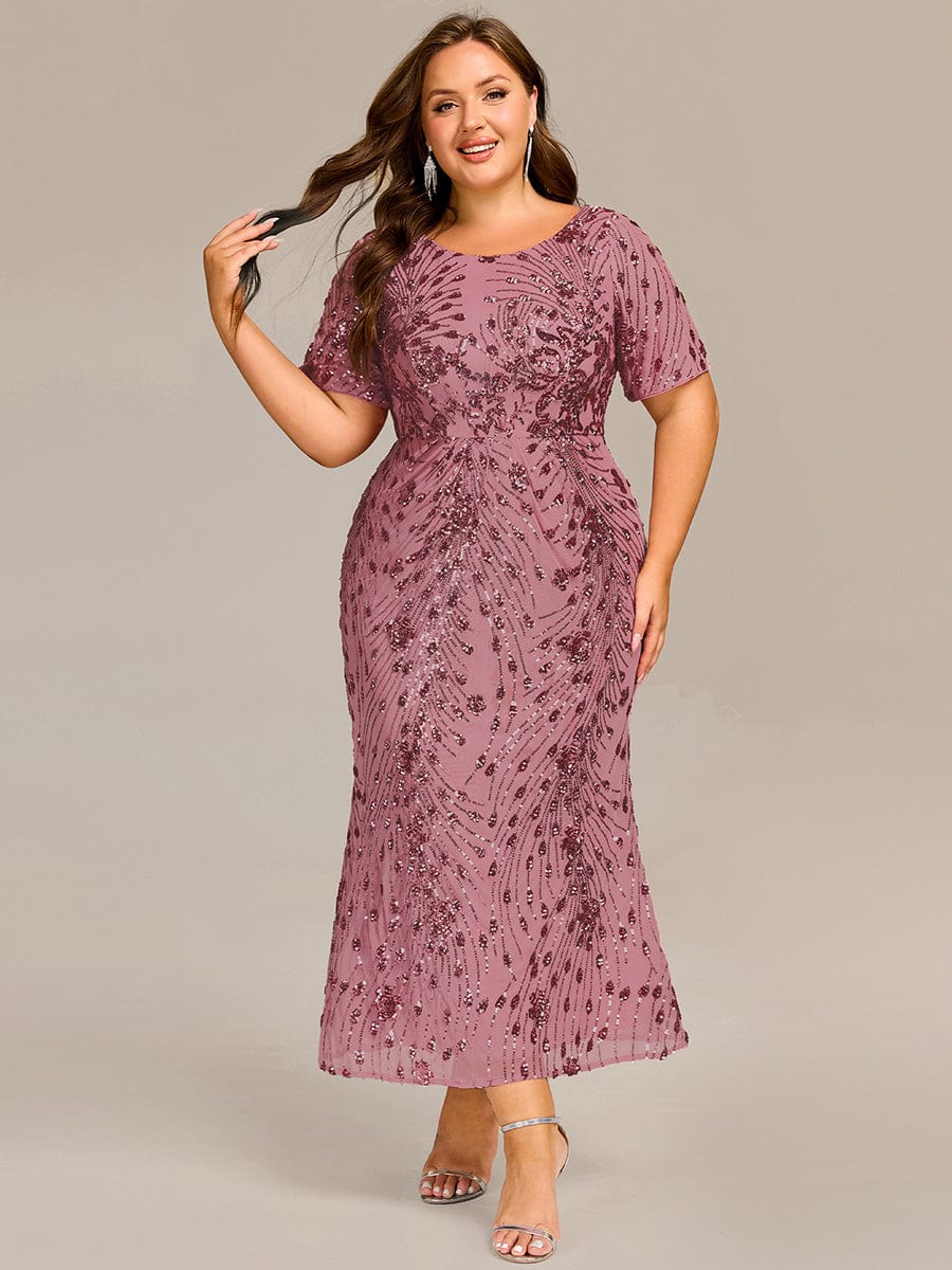 EE02387OD-PR3 Plus Size Sequin Mermaid Formal Dress - Image 4