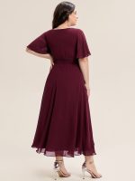 Ruffle Sleeve Chiffon Midi Mother of the Bride Dress - Image 7