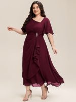 Ruffle Sleeve Chiffon Midi Mother of the Bride Dress - Image 9