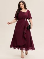 Ruffle Sleeve Chiffon Midi Mother of the Bride Dress - Image 10