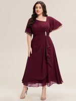 Ruffle Sleeve Chiffon Midi Mother of the Bride Dress - Image 6