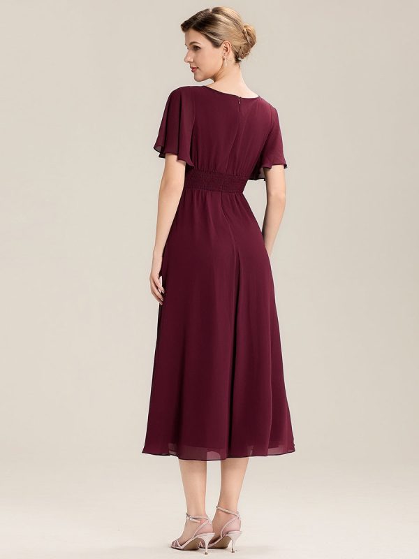 Ruffle Sleeve Chiffon Midi Mother of the Bride Dress - Image 2