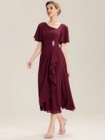 Ruffle Sleeve Chiffon Midi Mother of the Bride Dress - Image 4