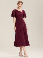 Ruffle Sleeve Chiffon Midi Mother of the Bride Dress - Image 5