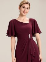 Ruffle Sleeve Chiffon Midi Mother of the Bride Dress - Image 3