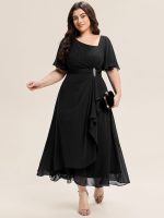 Ruffle Sleeve Chiffon Midi Mother of the Bride Dress - Image 20
