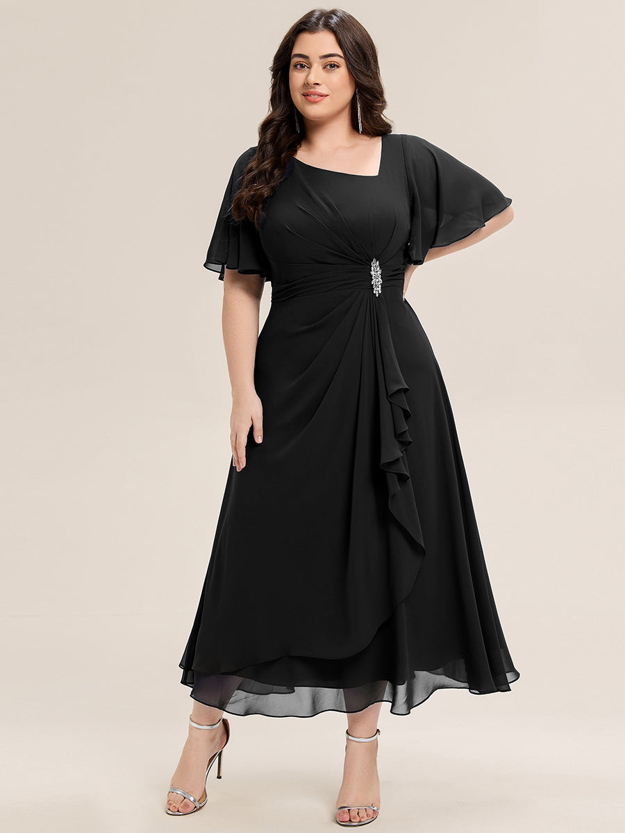 EE02463BK-PR_bc767824-602d-48b1-bb3c-6edd90f4408c Ruffle Sleeve Chiffon Midi Mother of the Bride Dress - Image 16