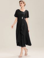 Ruffle Sleeve Chiffon Midi Mother of the Bride Dress - Image 14