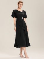 Ruffle Sleeve Chiffon Midi Mother of the Bride Dress - Image 11