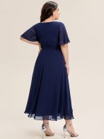 Ruffle Sleeve Chiffon Midi Mother of the Bride Dress - Image 27
