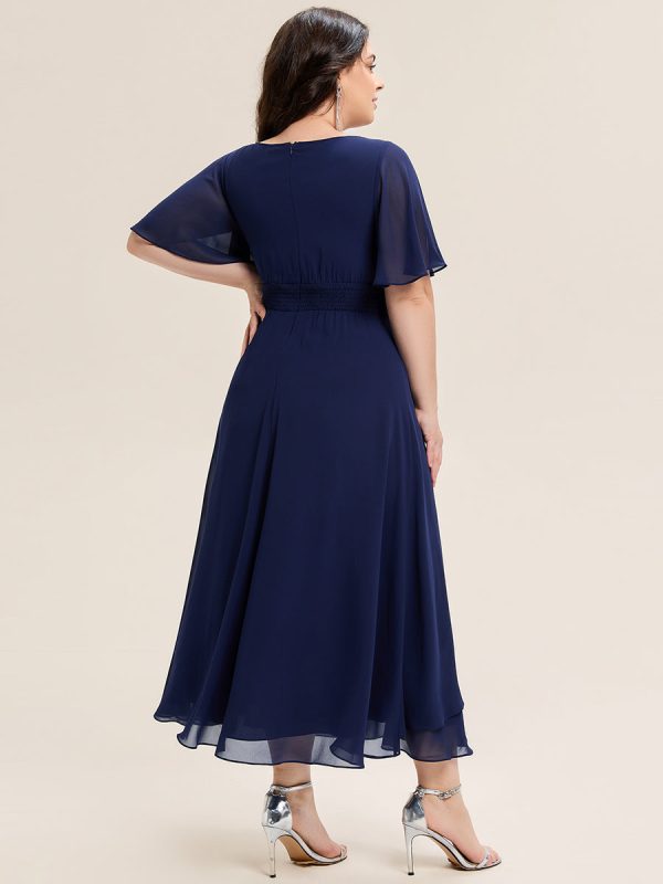 Ruffle Sleeve Chiffon Midi Mother of the Bride Dress - Image 27