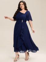 Ruffle Sleeve Chiffon Midi Mother of the Bride Dress - Image 29