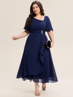 Ruffle Sleeve Chiffon Midi Mother of the Bride Dress - Image 30