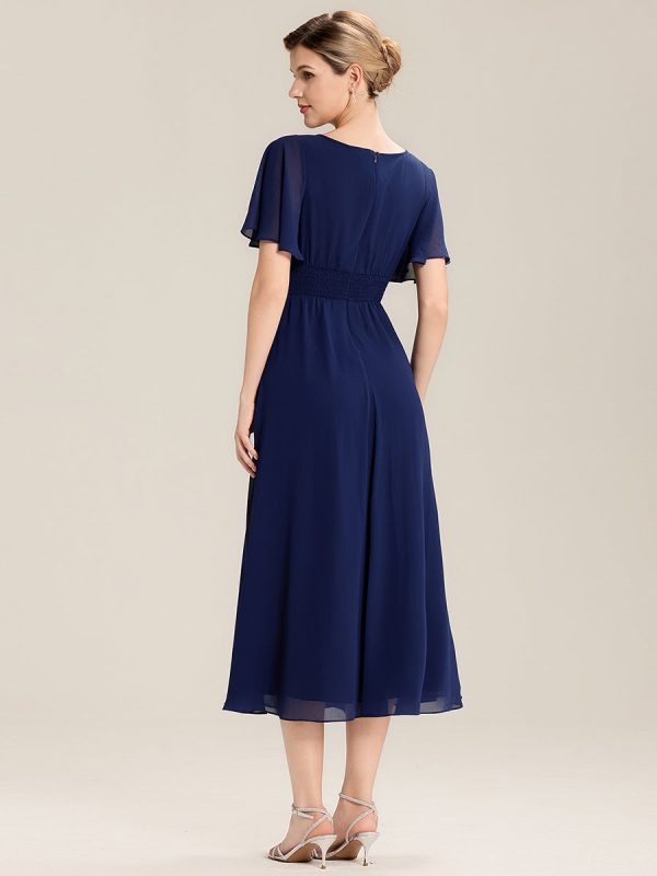 Ruffle Sleeve Chiffon Midi Mother of the Bride Dress - Image 22