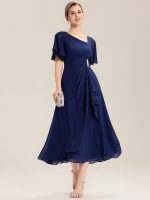 Ruffle Sleeve Chiffon Midi Mother of the Bride Dress - Image 24