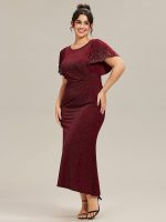 Plus Size Sequin Flutter Sleeve Formal Dress - Image 10