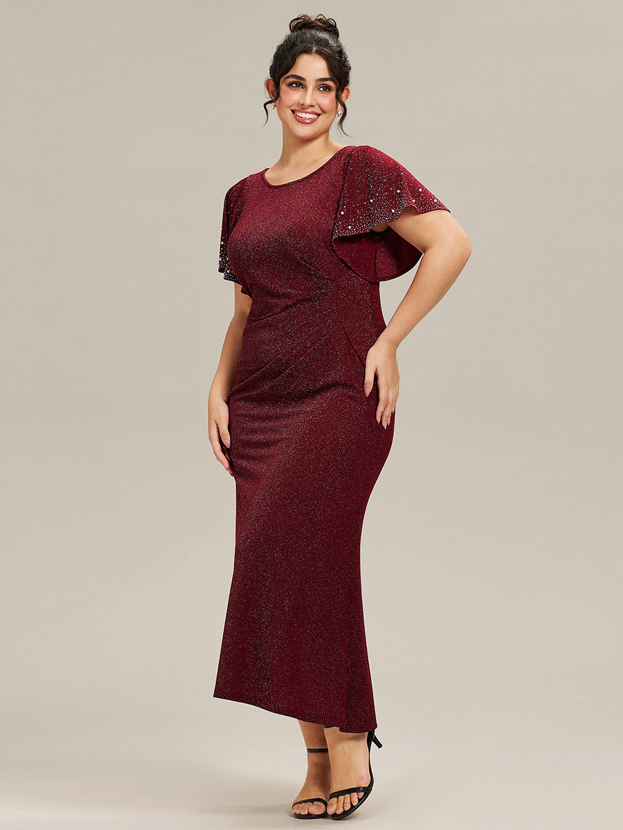 EE02481BD-PR3 Plus Size Sequin Flutter Sleeve Formal Dress - Image 10