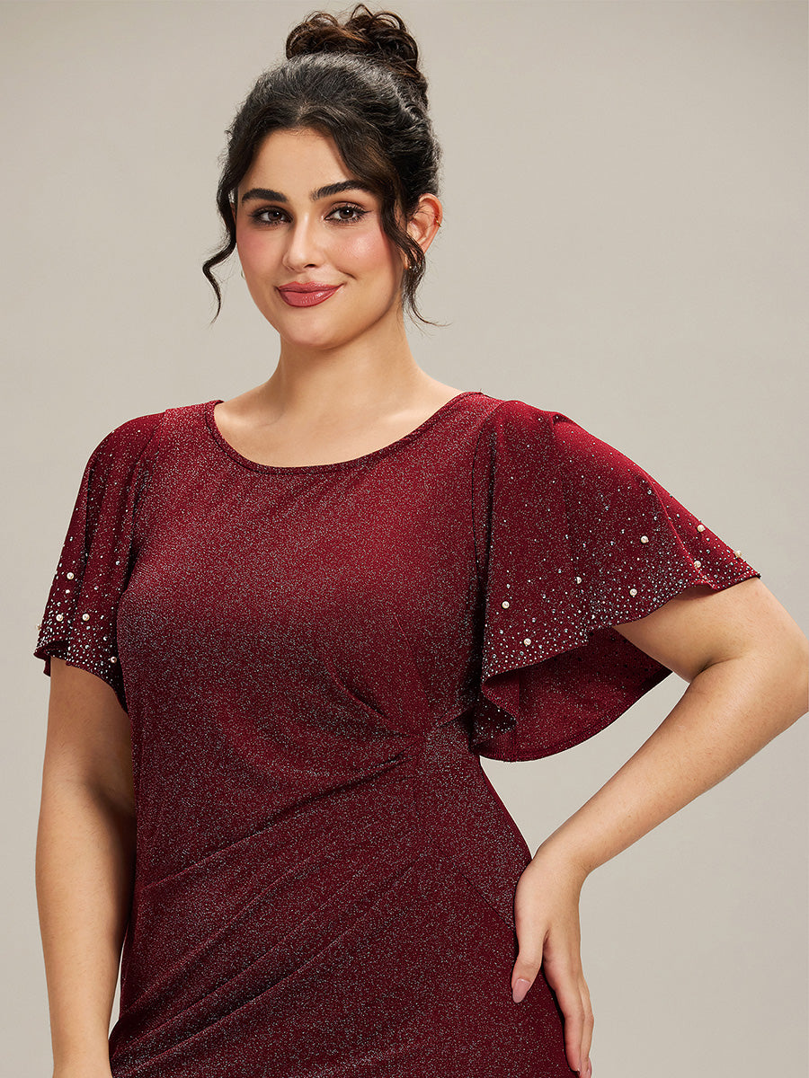EE02481BD-PR5 Plus Size Sequin Flutter Sleeve Formal Dress - Image 9