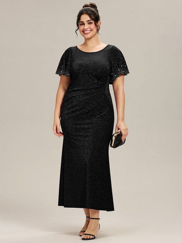 Plus Size Sequin Flutter Sleeve Formal Dress - Image 12