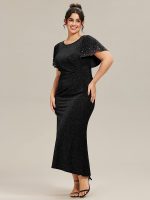 Plus Size Sequin Flutter Sleeve Formal Dress - Image 15