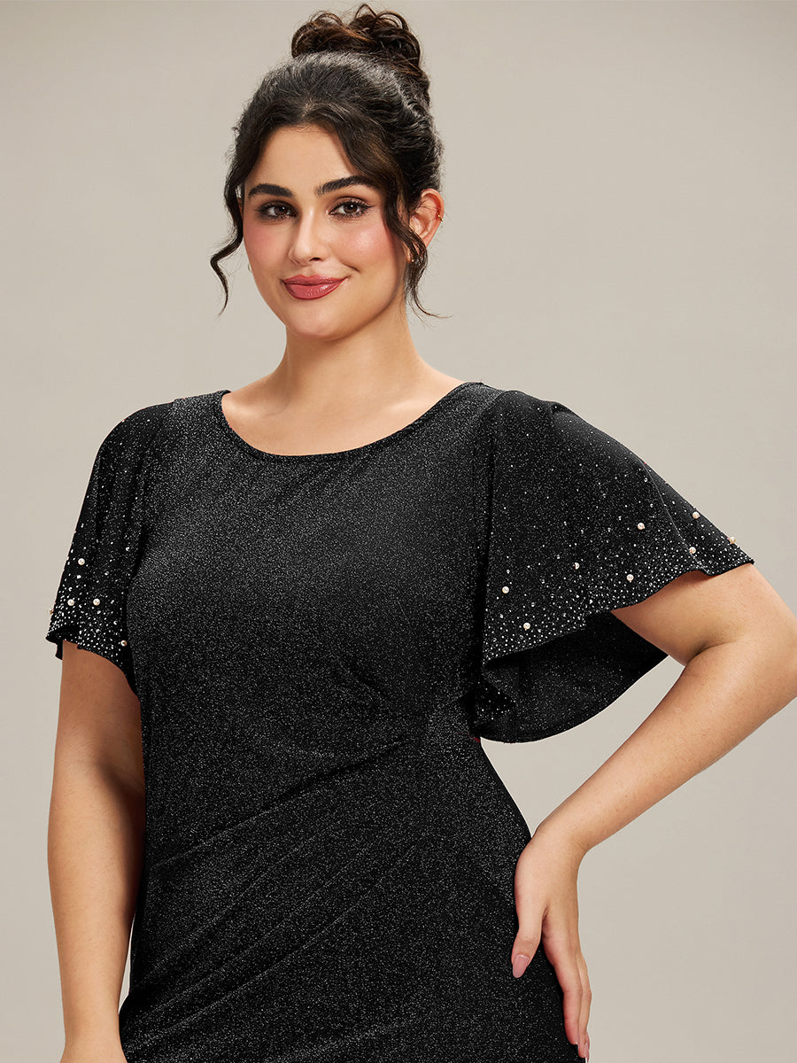 EE02481BK-PR5 Plus Size Sequin Flutter Sleeve Formal Dress - Image 14
