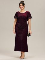 Plus Size Sequin Flutter Sleeve Formal Dress - Image 4