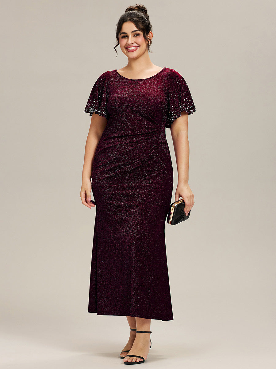 EE02481DP-PR Plus Size Sequin Flutter Sleeve Formal Dress - Image 4