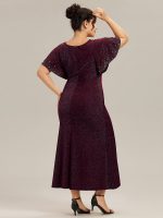 Plus Size Sequin Flutter Sleeve Formal Dress - Image 5