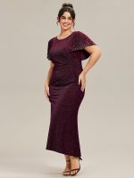 Plus Size Sequin Flutter Sleeve Formal Dress - Image 7